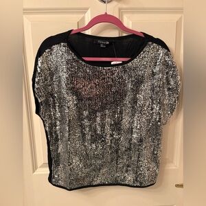 Forever 21 Shimmering Black and Silver Blouse